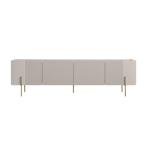 Szafka RTV Malmi 200 cm - kaszmir / crema bianca / złote nóżki